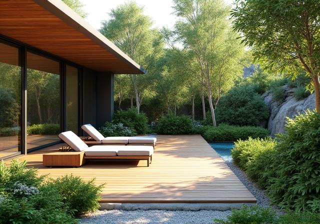 Rendering 3D di un progetto paesaggistico moderno